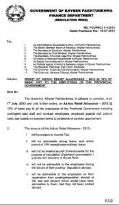NotificationofTheGrantofAdhocRelief2013401525ofBasicPayToTheEmployeesofKhyberPakhtunkhwa 174x300